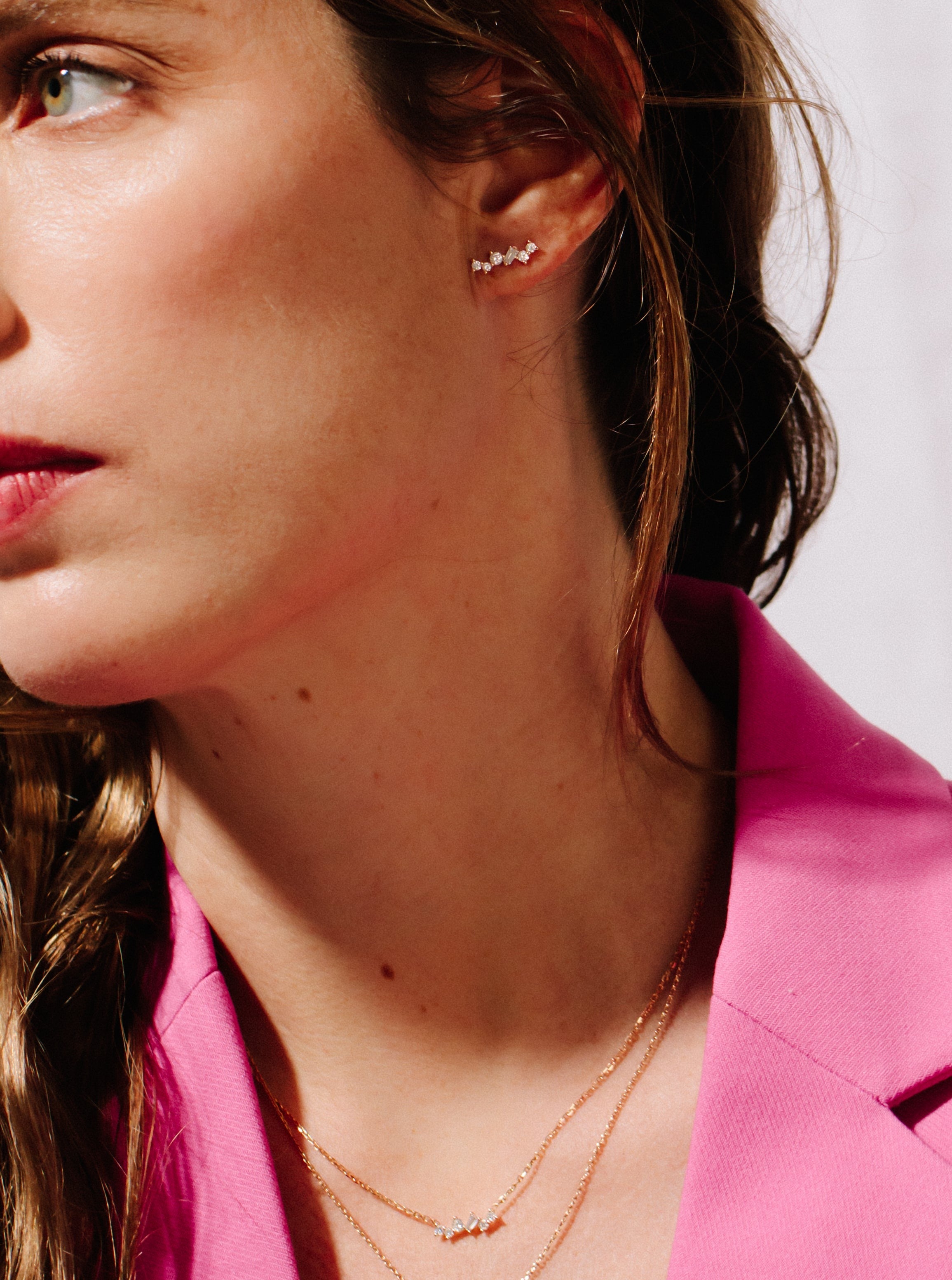 boucle d'oreille en or 18 carats et diamants recyclés