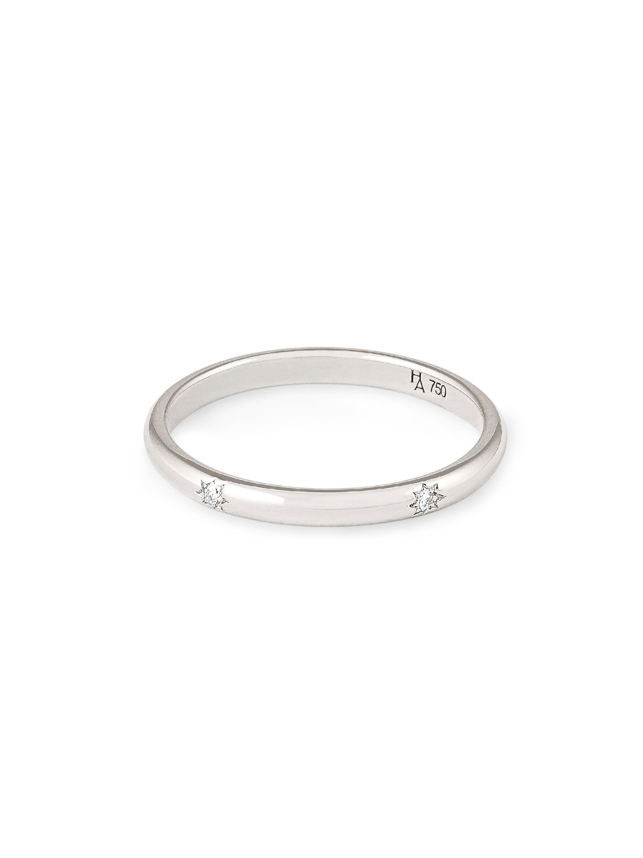 Demi-jonc classique 2mm sertie étoile 5 diamants