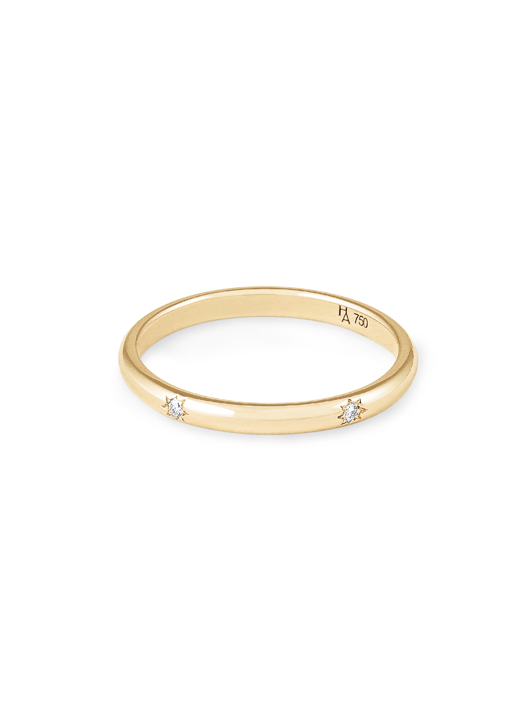 Demi-jonc classique 2mm sertie étoile 5 diamants